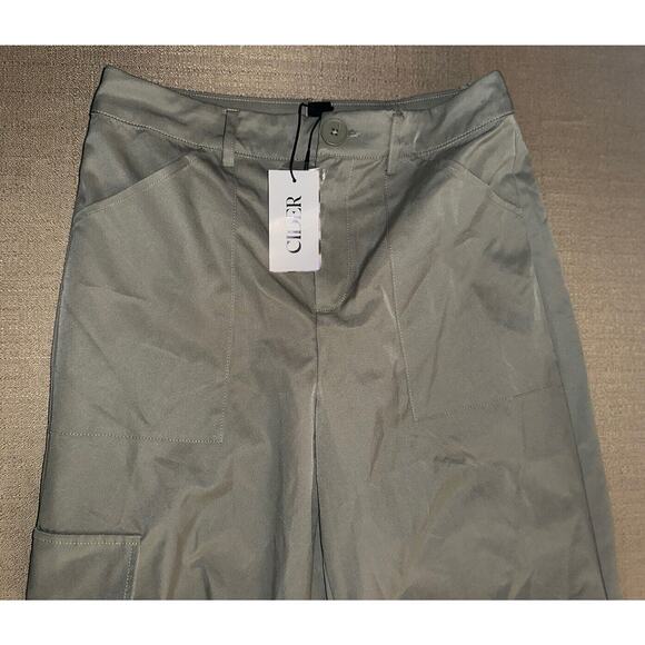 NEW Cider Women’s XS Extra Small Lightweight Trouser Pants Olive Green Pockets - Picture 3 of 8